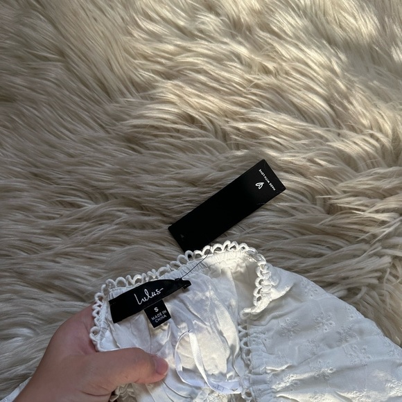 LULU’S White Strapless Eyelet Button Down Romper - Picture 4 of 4